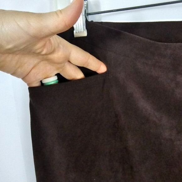 J. Jill Stretch Microsuede Dress Pants Sz 14 Brown High Waist Ankle Slit Neutral - Picture 3 of 13